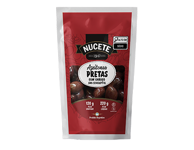 AZEITONA PRETA COM CAROÇO NUCETE DP 24 X 120/220G