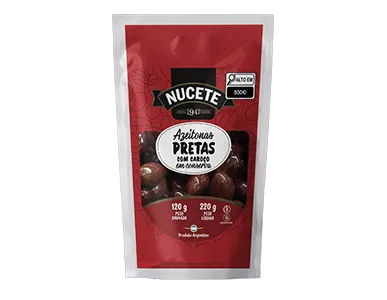 AZEITONA PRETA COM CAROÇO NUCETE DP 24 X 120/220G