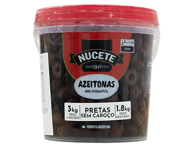 AZEITONA PRETA SEM CAROÇO NUCETE BD 1,8/3KG