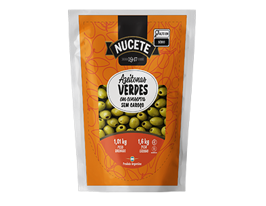 AZEITONA VERDE SEM CAROÇO NUCETE DP 6 X 1,01/1,6KG