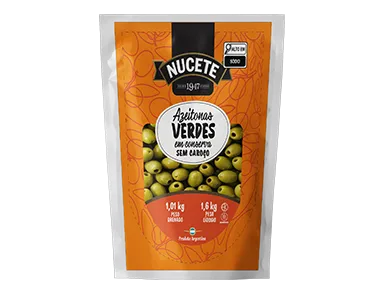 AZEITONA VERDE SEM CAROÇO NUCETE DP 6 X 1,01/1,6KG