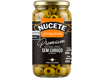 AZEITONA VERDE SEM CAROÇO NUCETE VD 12 X 450/800G
