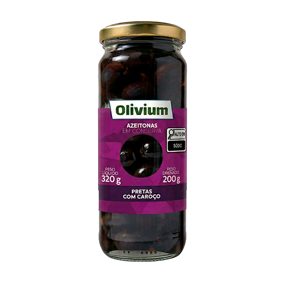 AZEITONA PRETA COM CAROÇO OLIVIUM VD 200G