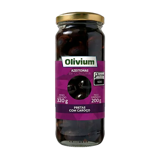 AZEITONA PRETA COM CAROÇO OLIVIUM VD 200G
