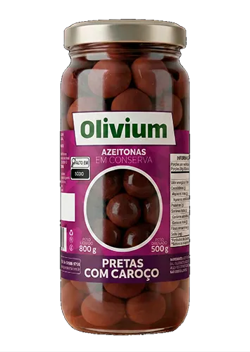AZEITONA PRETA COM CAROÇO OLIVIUM VD 12 X 500 / 800G
