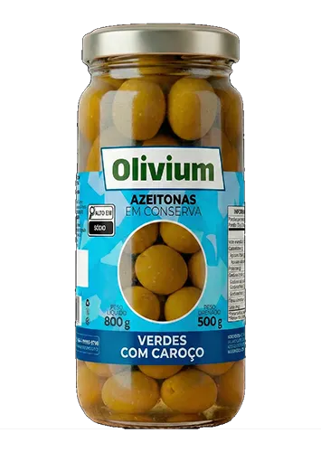 AZEITONA VERDE COM CAROÇO OLIVIUM VD 12 X 500 / 800G