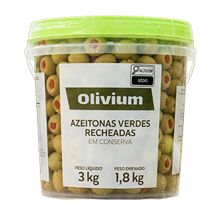 AZEITONA VERDE RECHEADA OLIVIUM BD 1,8/3KG
