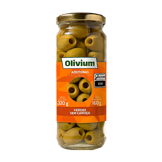 AZEITONA VERDE SEM CAROÇO OLIVIUM VD 160G