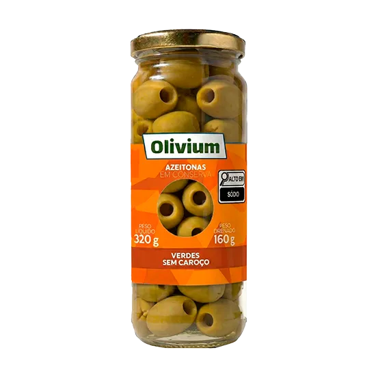 AZEITONA VERDE SEM CAROÇO OLIVIUM VD 160G