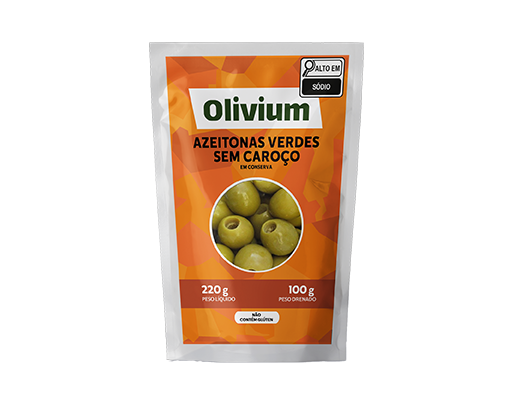 AZEITONA VERDE SEM CAROÇO OLIVIUM DP 24X 100/220G