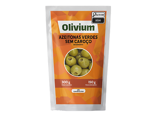 AZEITONA VERDE SEM CAROÇO OLIVIUM DP 24 X 150/300G