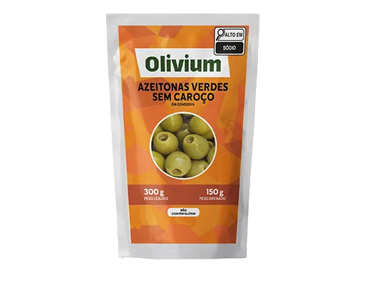 AZEITONA VERDE SEM CAROÇO OLIVIUM DP 24 X 150/300G