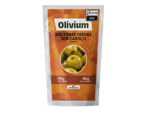 AZEITONA VERDE SEM CAROÇO OLIVIUM DP 28 X 80/170G
