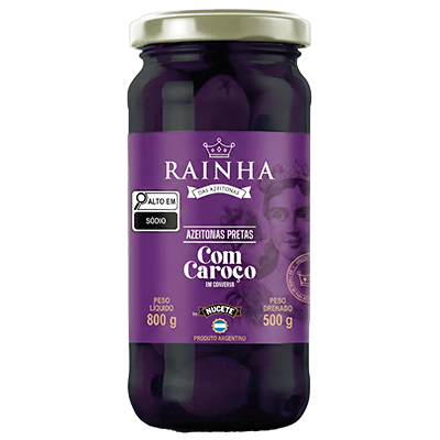 AZEITONA PRETA COM CAROÇO RAINHA VD 12X 500/800G