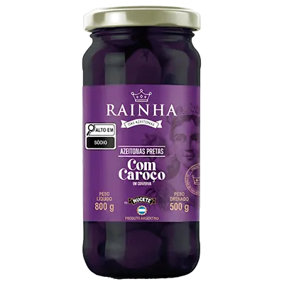 AZEITONA PRETA COM CAROÇO RAINHA VD 12X 500/800G