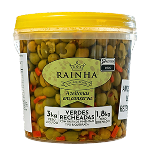 AZEITONA VERDE RECHEADA QUEBRADA RAINHA BD 1,8/3KG